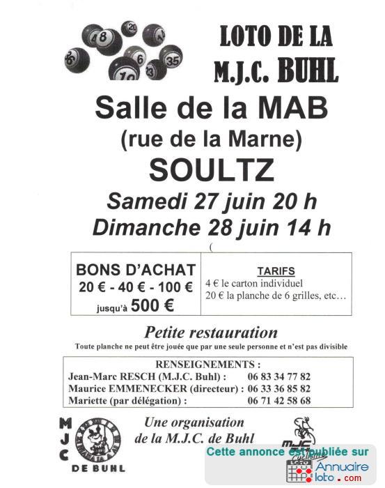 Affiche du loto loto de la M.J.C. de Buhl