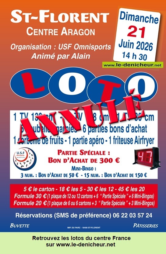 Affiche du loto Loto de l'USF Omnisports * * * Annulé * * *