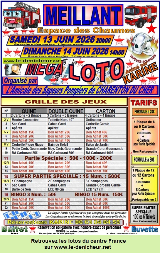 Image du loto Loto des Pompiers de Charenton du Cher /