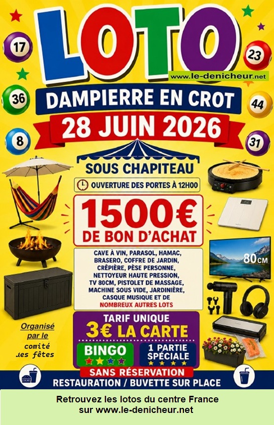 Affiche du loto Loto du comité des fêtes *