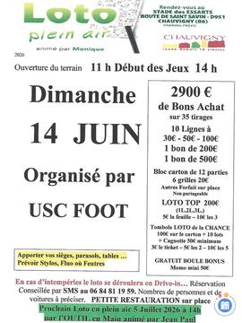 Affiche du loto Loto Plein Air de l’USC FOOT (2900 BA) Animé par Monique