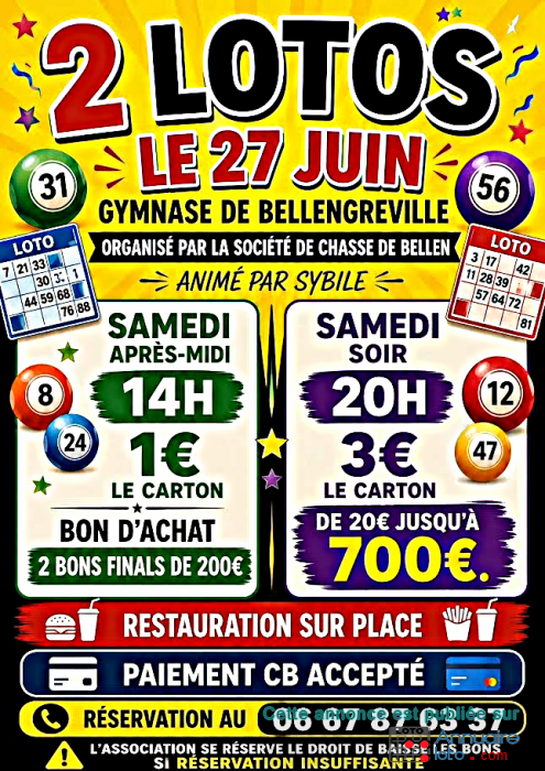 Affiche du loto super loto des chasseurs de Bellengreville