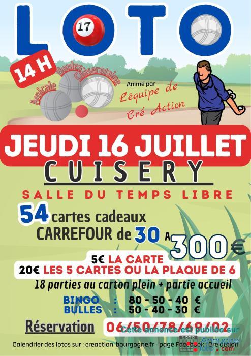 Affiche du loto Loto AMICALE BOULES CUISEROTAINE