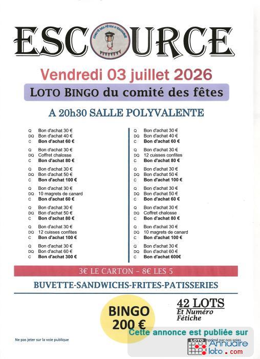 Affiche du loto loto bingo