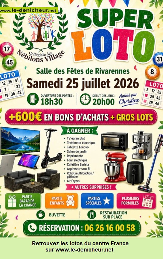 Affiche du loto Loto de la Collégiale des Nébilons Village