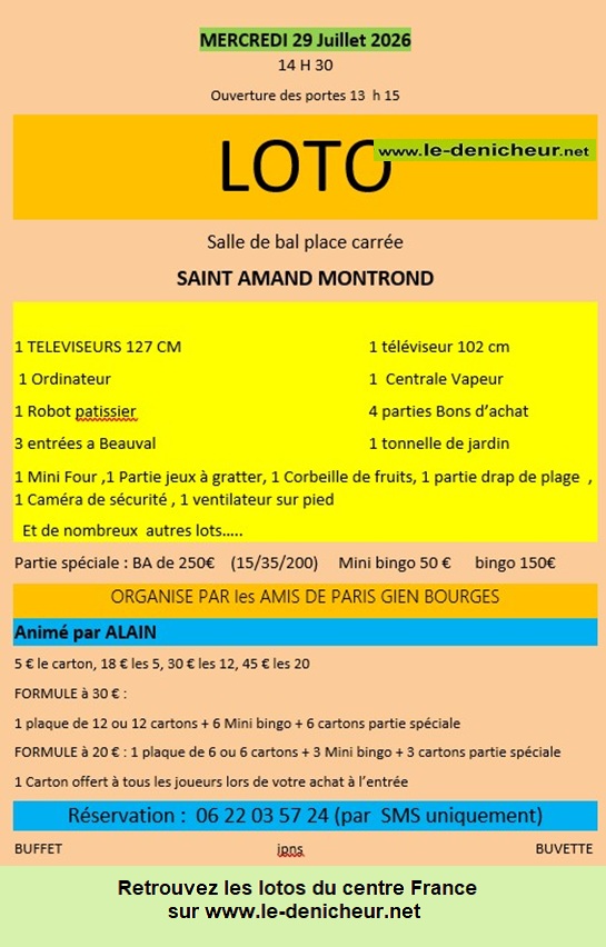 Affiche du loto Loto des Amis du Paris Gien Bourges *