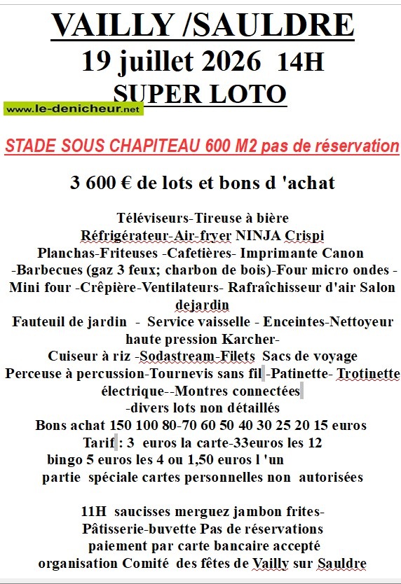 Affiche du loto Loto du comité des fêtes *