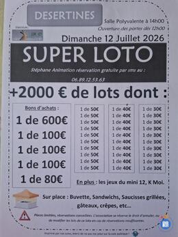 Affiche du loto Super loto Animation Stéphane