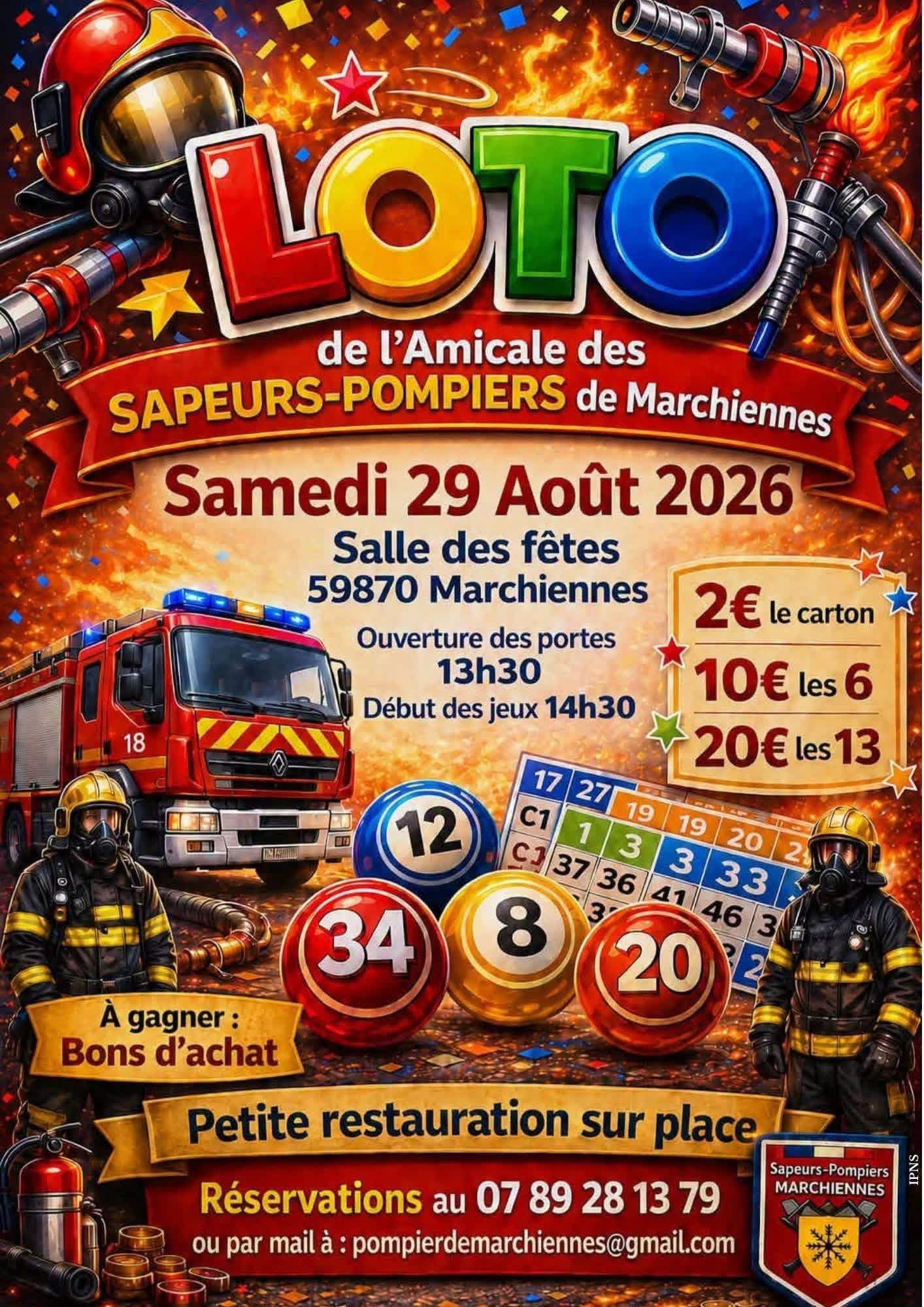 Affiche du loto loto amicale sapeurs pompiers de marchiennes
