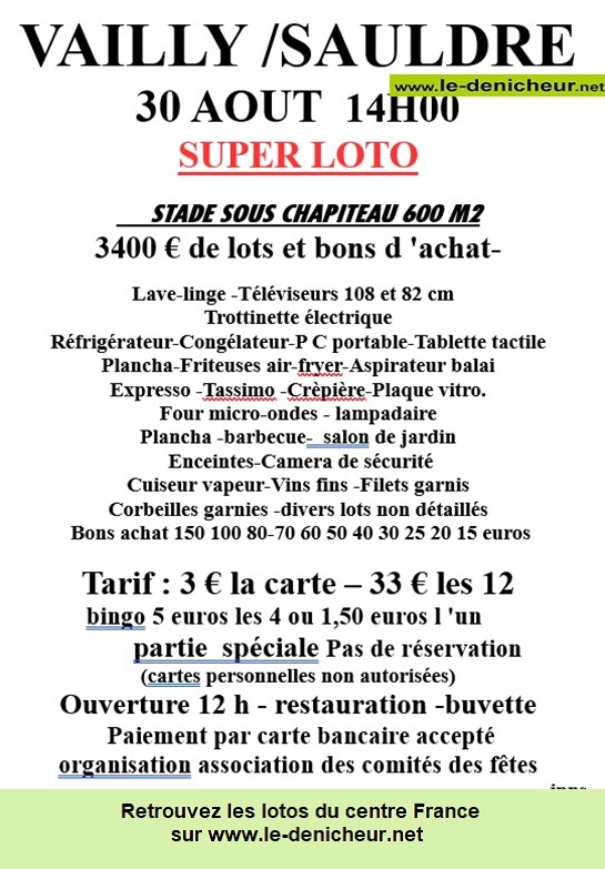 Affiche du loto Loto des comités des fêtes *