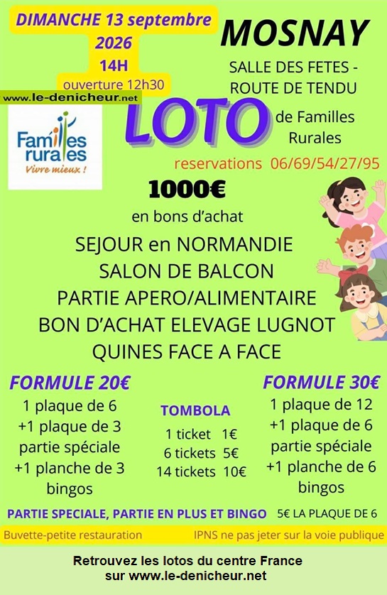Affiche du loto Loto de Familles rurales °