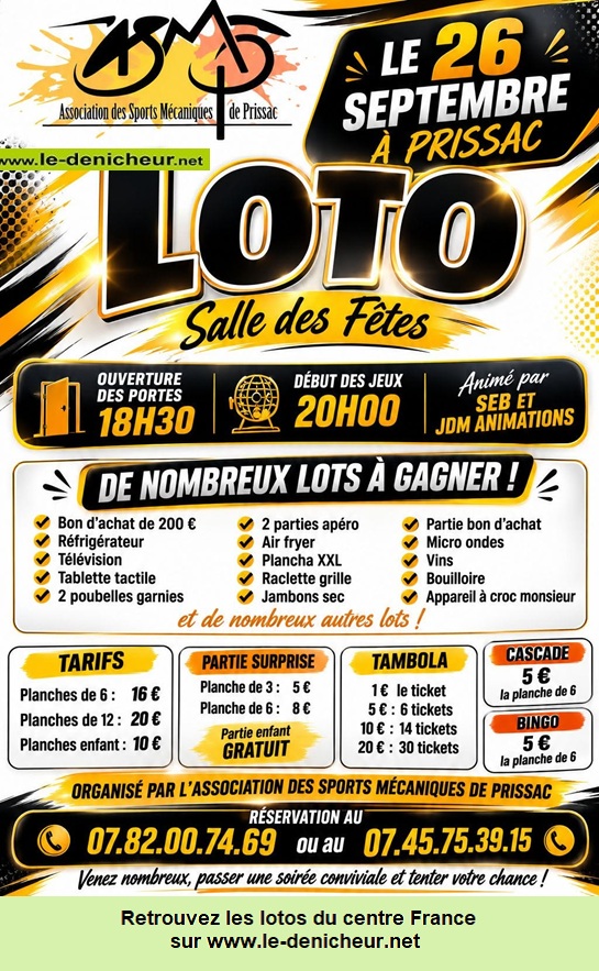 Affiche du loto Loto de l'Association des Sports mécaliques /