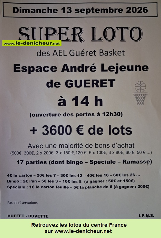 Affiche du loto Loto du Basket °