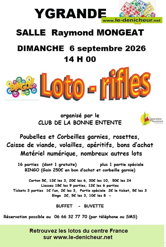 Affiche du loto Loto du Club de la Bonne Entente °