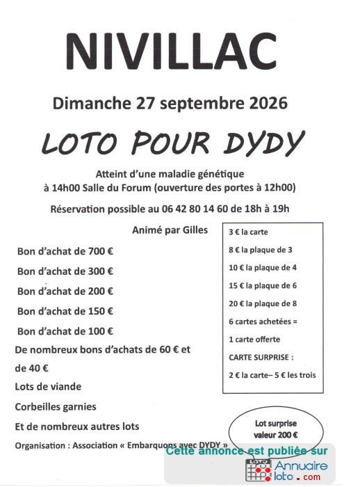 Affiche du loto LOTO POUR DYDY