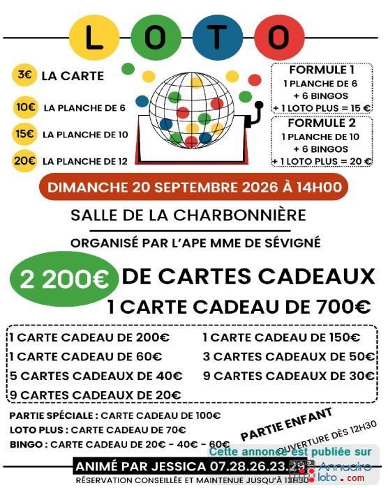 Affiche du loto Super loto animé par Jessica G