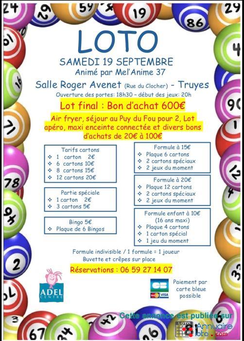 Image du loto SUPER LOTO DE L'ASSOCIATION ADEL CENTRE