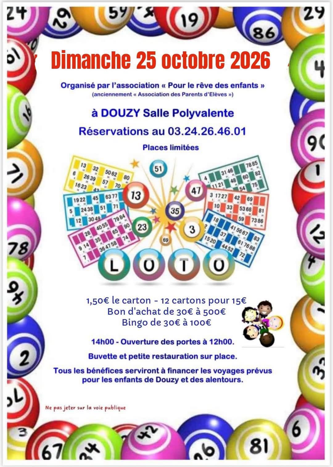Affiche du loto Loto Pour le rêve des enfants à Douzy