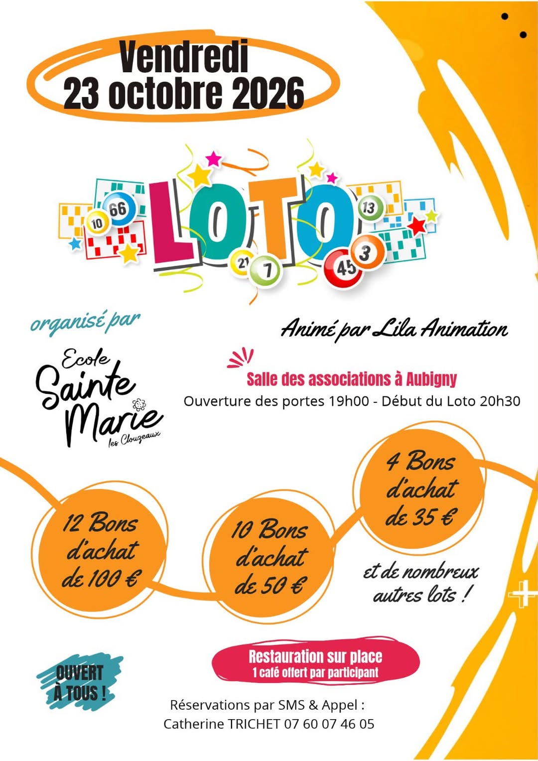 Affiche du loto Loto Ecole Sainte Marie les Clouzeaux à Behonne
