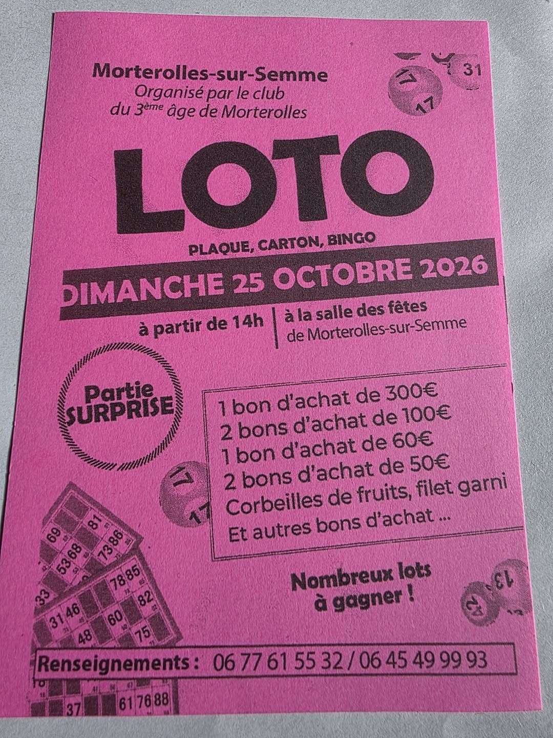 Affiche du loto Loto club du 3ème âge de Morterolles à La Morte