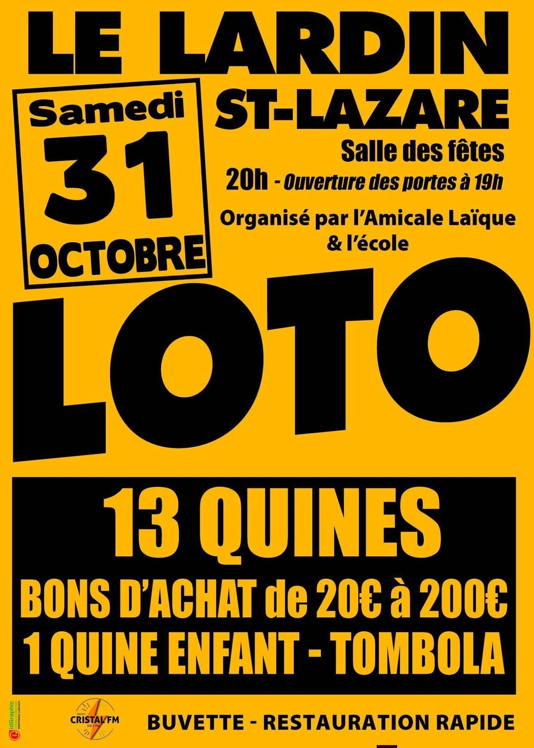 Affiche du loto Loto l'Amicale Laïque & l'école à Le Lardin-Saint-Lazare