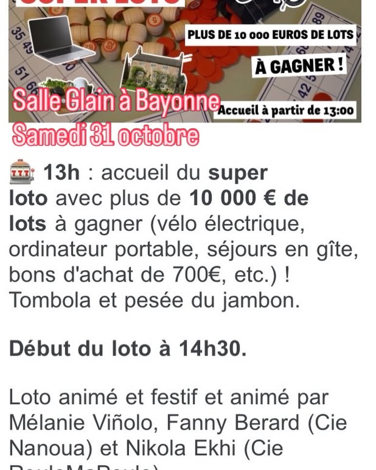 Affiche du loto Loto à Bayonne le samedi 31 octobre