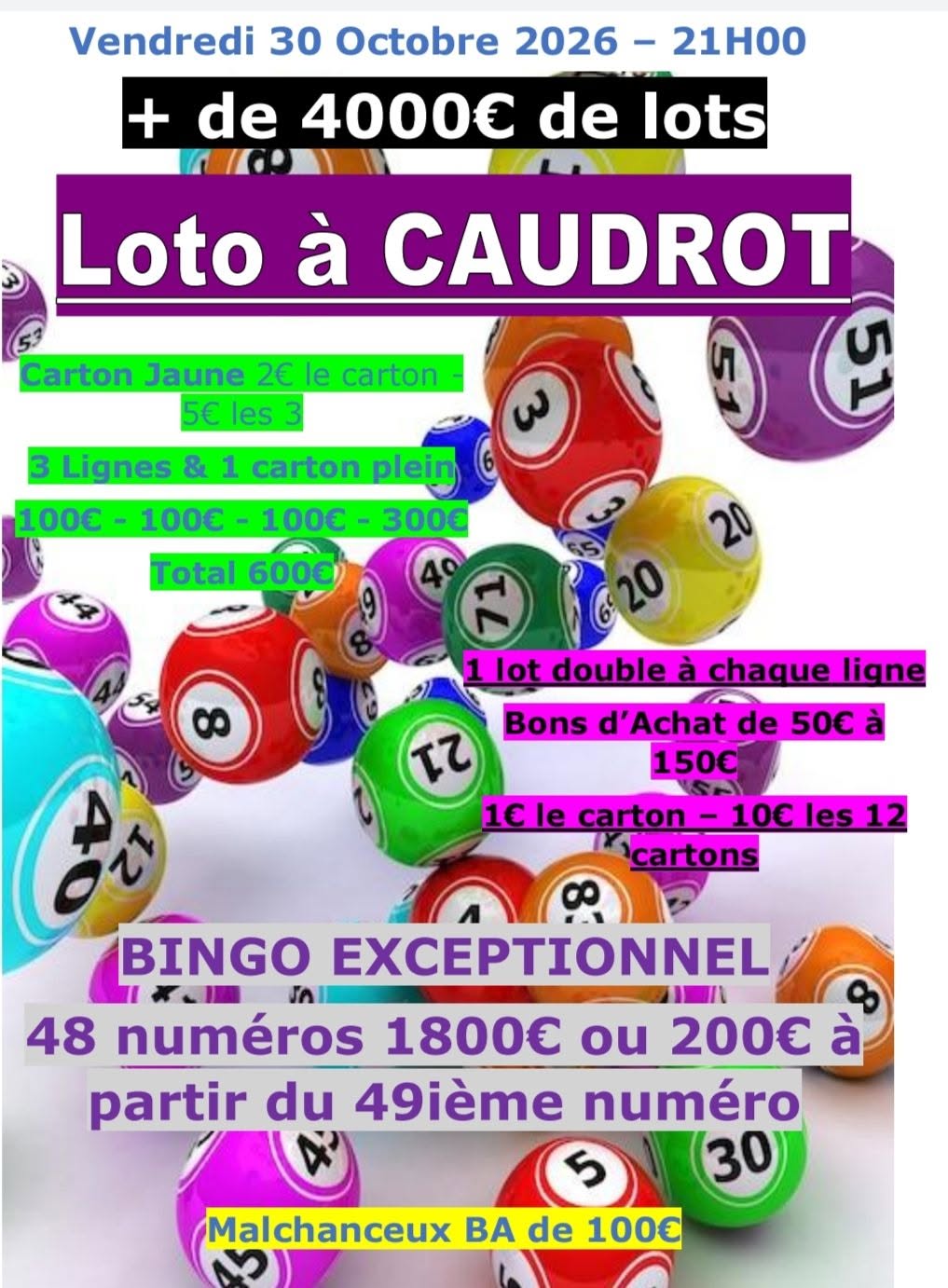 Affiche du loto Loto à CAUDROT