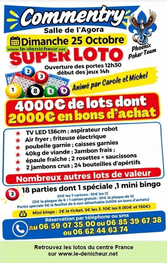 Affiche du loto Loto à Commentry le dimanche 25 octobre