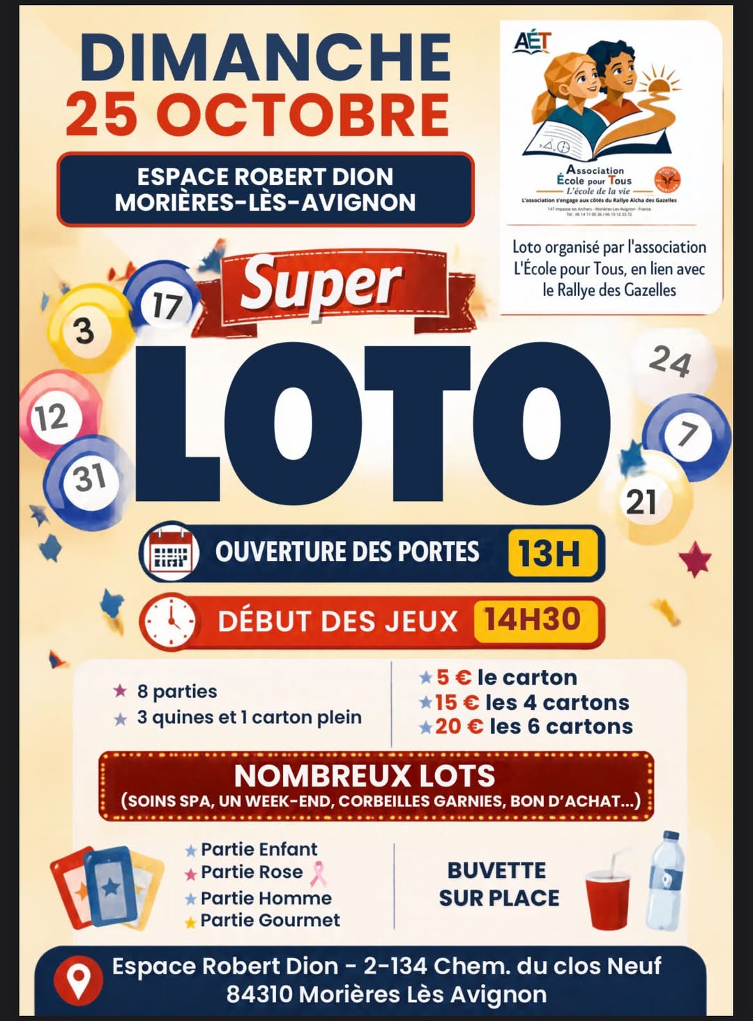 Affiche du loto Loto à Morières-lès-Avignon le dimanche 25 octobre