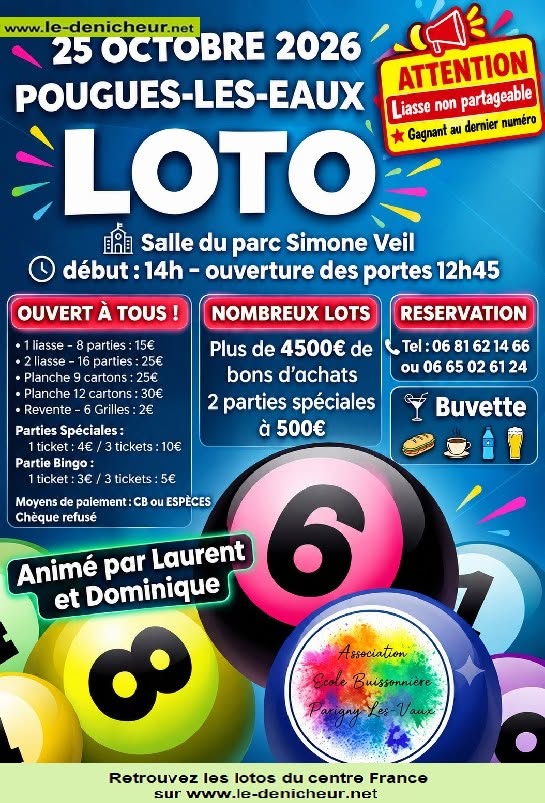Affiche du loto Loto à Pougues-les-Eaux le dimanche 25 octobre
