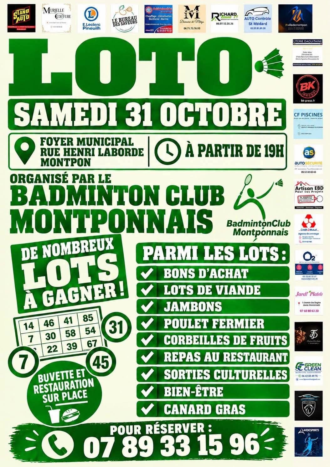 Affiche du loto Loto BADMINTON CLUB MONTponnais à Le Mont