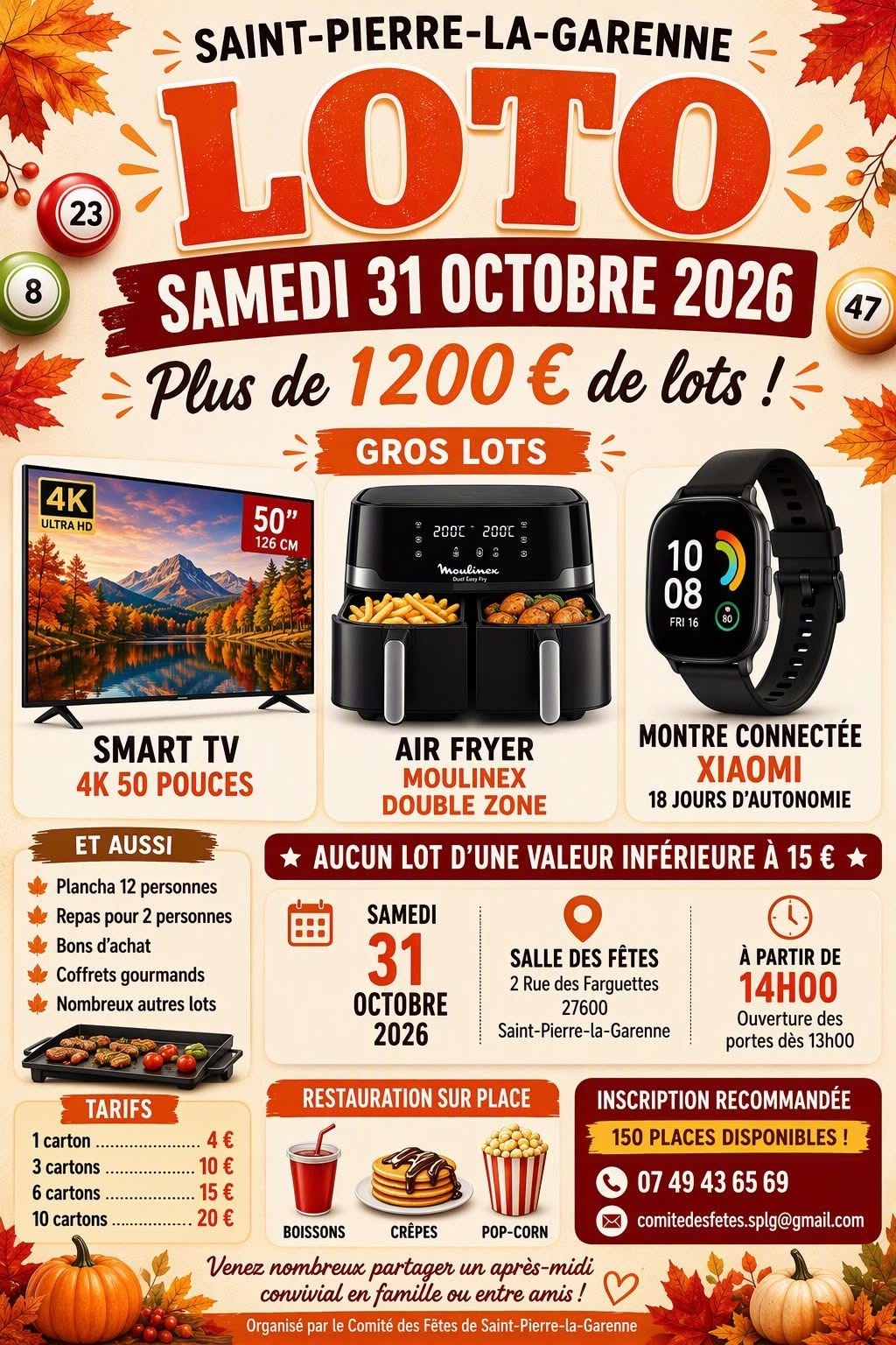 Affiche du loto Loto Comité des Fêtes de Saint-Pierre-la-Garenne à Saint-Pierre-la-Garenne