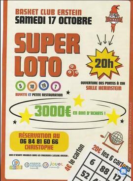 Affiche du loto LOTO DU BASKET CLUB ERSTEIN ANIME PAR CHRISTOPHE