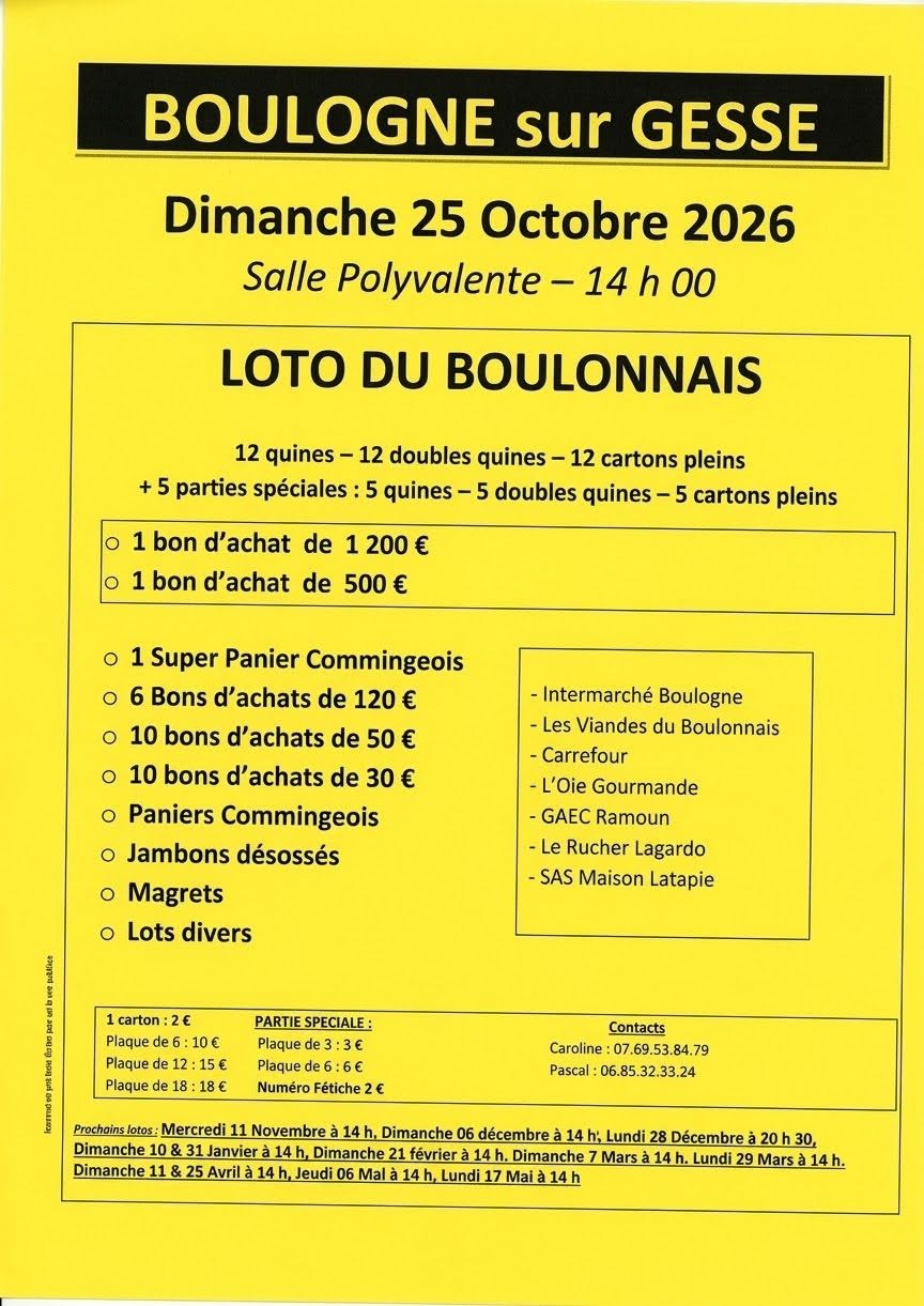 Affiche du loto LOTO DU BOULONNAIS