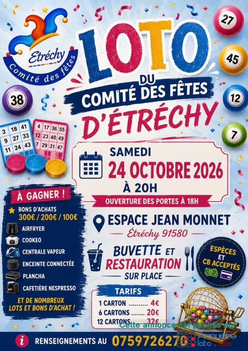 Affiche du loto Loto Comité des fêtes d'Étréchy à Étréchy