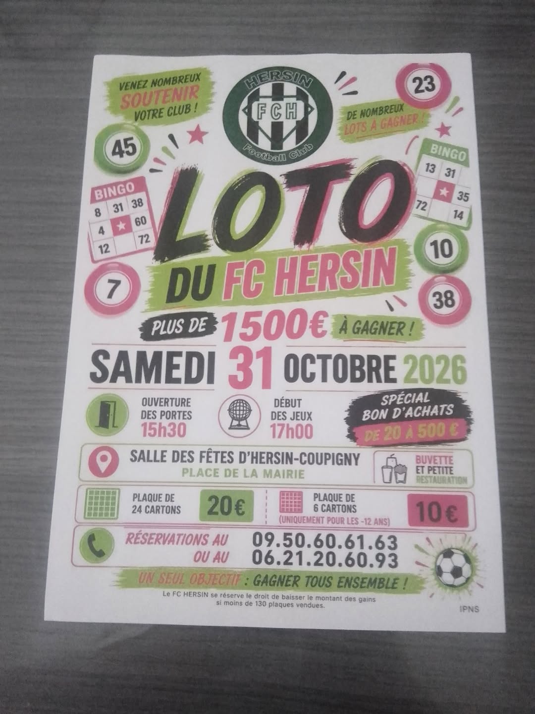 Affiche du loto LOTO DU FC HERSIN