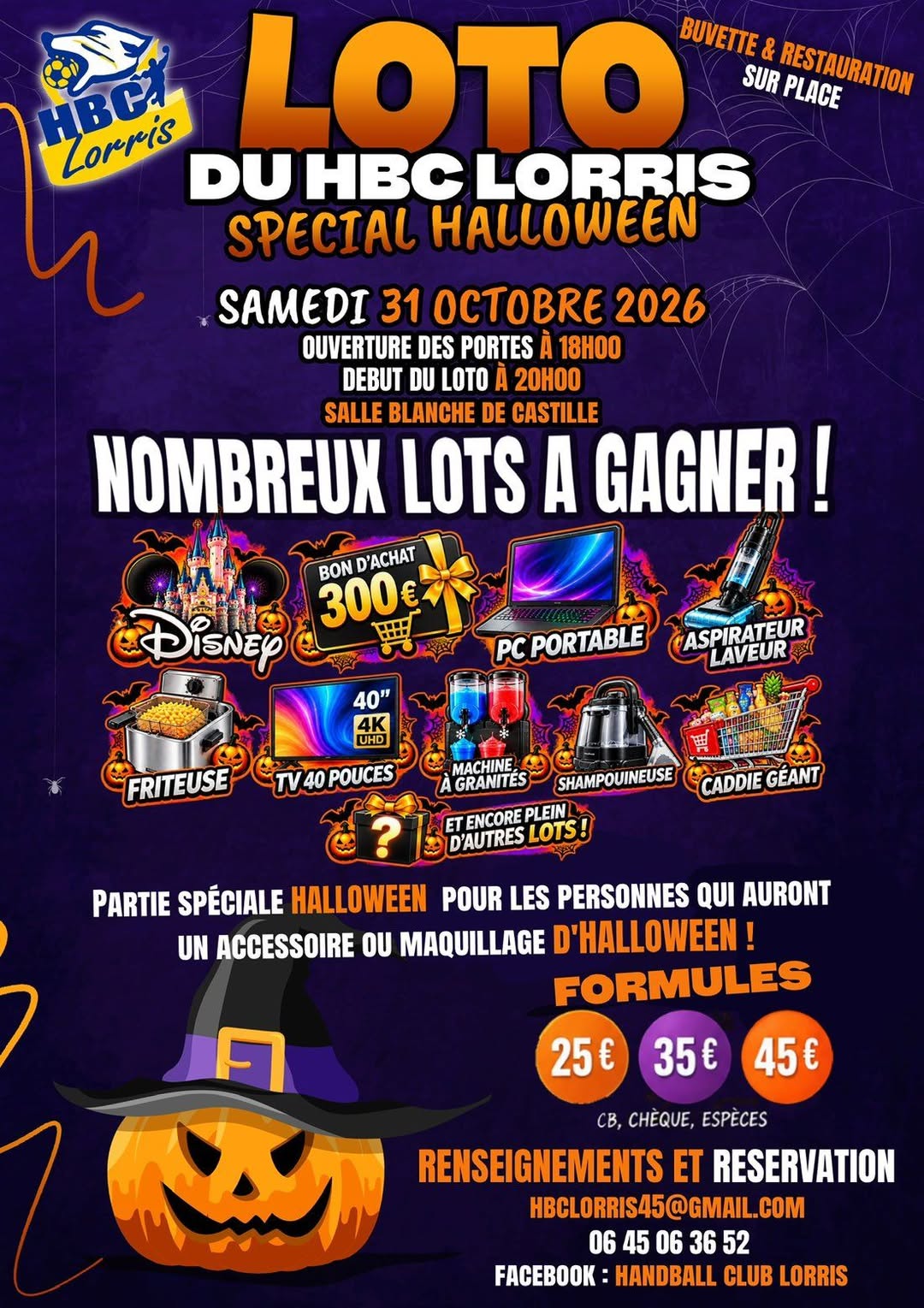 Affiche du loto LOTO DU HBC LORRIS SPECIAL HALLOWEEN
