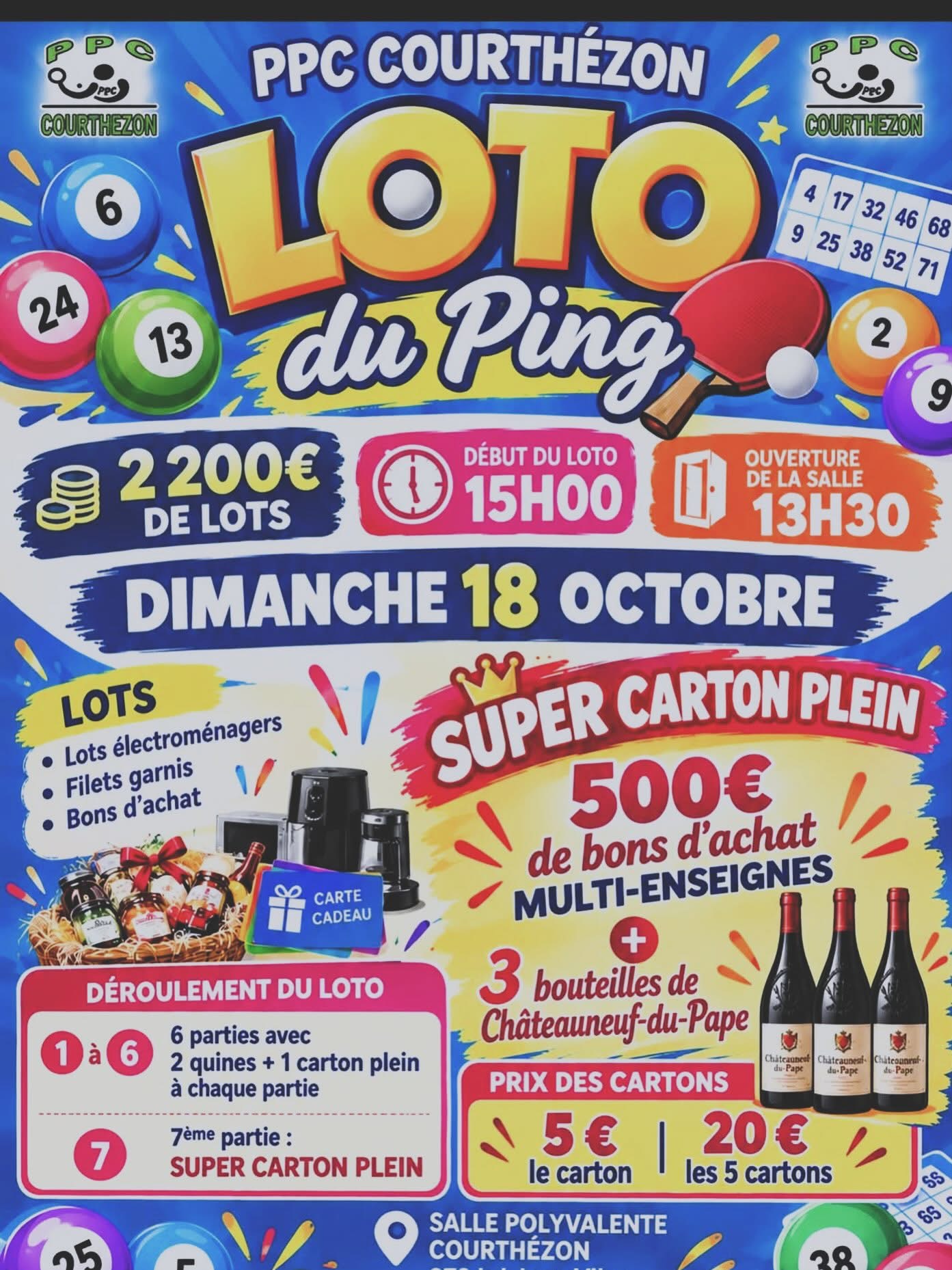 Affiche du loto Loto du pingpong club courthezonnais