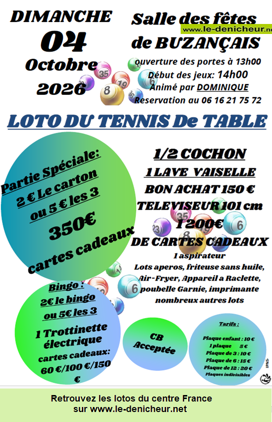 Affiche du loto Loto du Tennis de Table *
