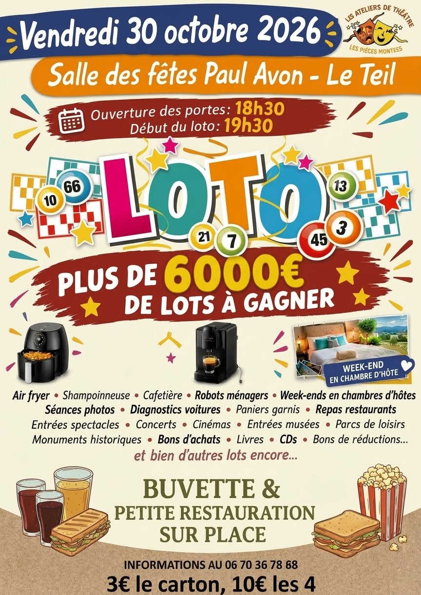 Affiche du loto Loto Les Ateliers de Théâtre à Le Teil