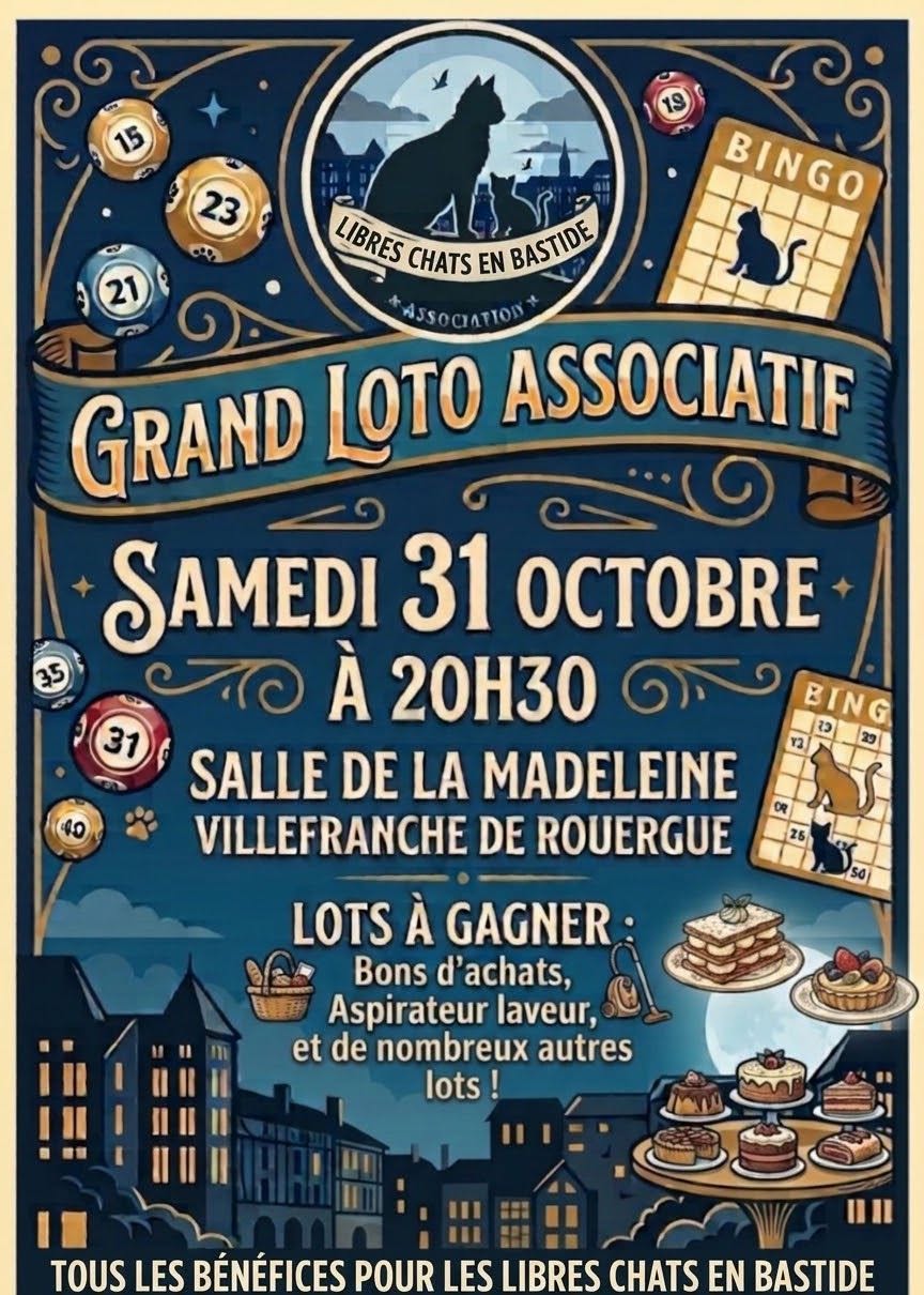 Affiche du loto Loto LIBRES CHATS EN BASTIDE à Villefranche-de-Rouergue
