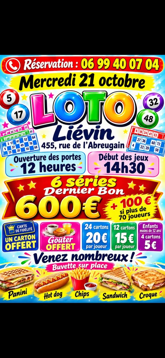 Affiche du loto Loto à Liévin le mercredi 21 octobre