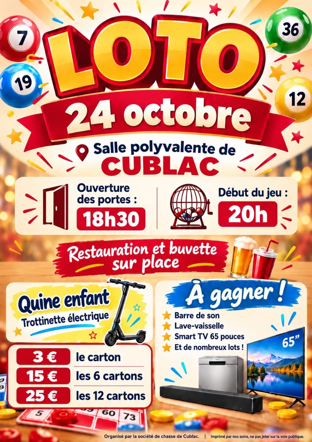 Affiche du loto Loto société de chasse de Cublac à Cublac