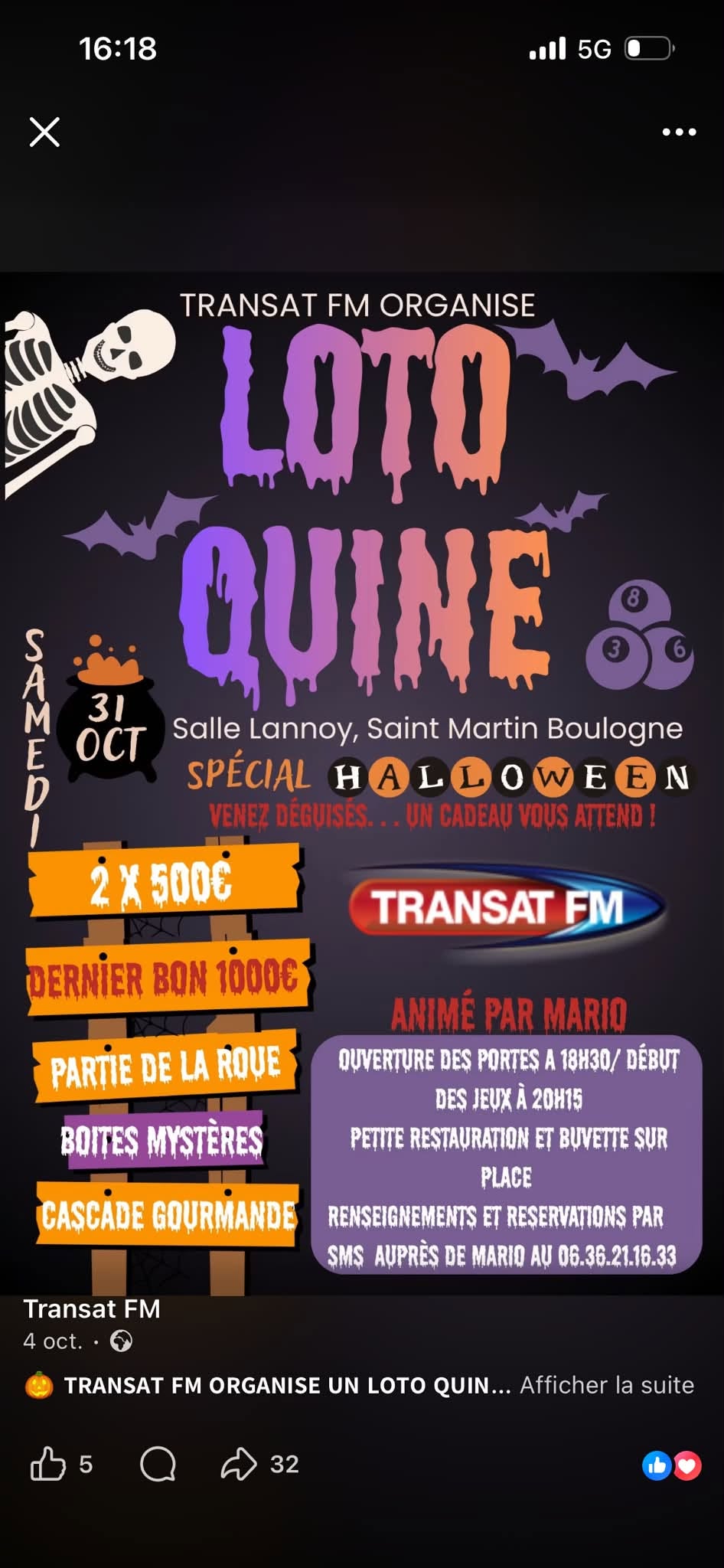 Affiche du loto Loto TRANSAT FM à Saint-Martin-Boulogne