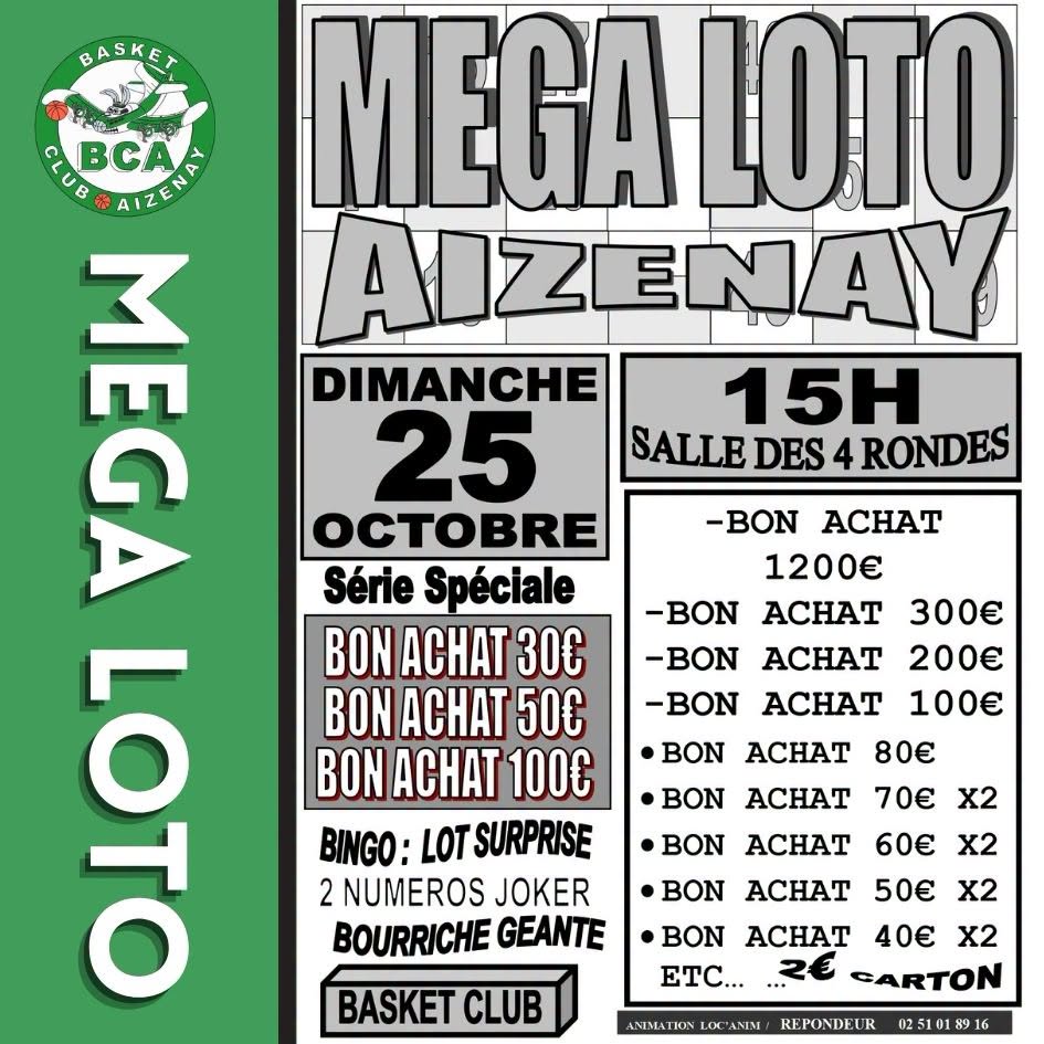Affiche du loto Loto BASKET CLUB AIZENAY à Aizenay