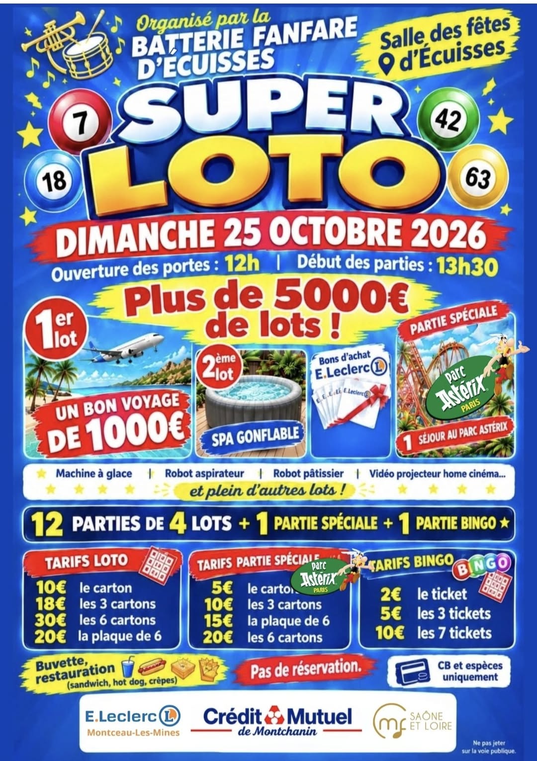 Affiche du loto Loto BATTERIE FANFARE D'ÉCUISSES à Écuisses
