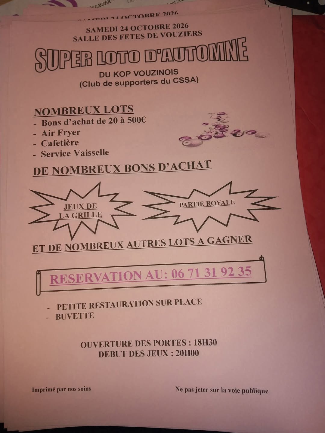 Affiche du loto SUPER LOTO D'AUTOMNE