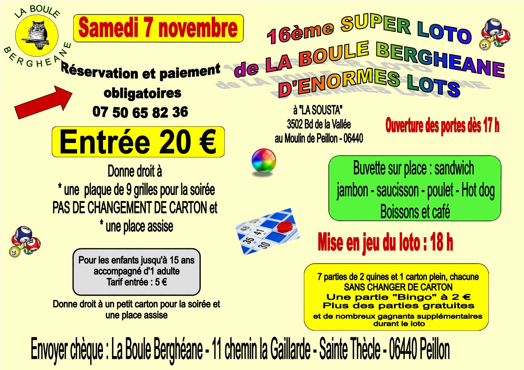 Affiche du loto Loto LA BOULE BERGHEANE à Peillon