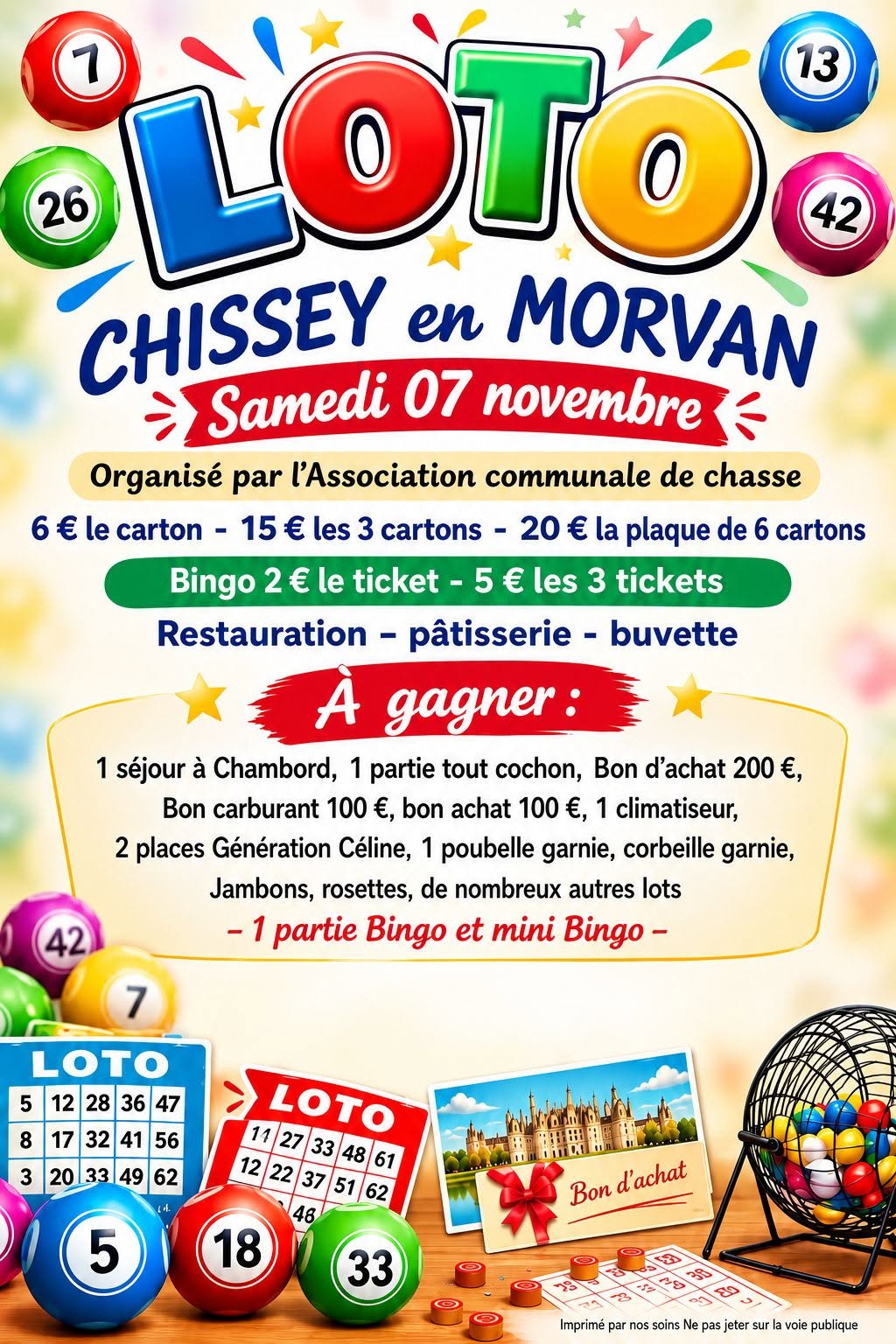 Affiche du loto Association communale de chasse