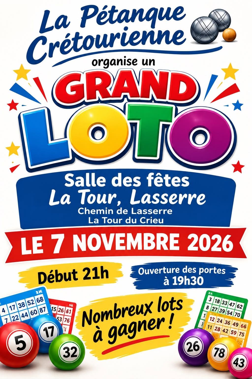 Affiche du loto Loto La Pétanque Crétourienne à Lasserre